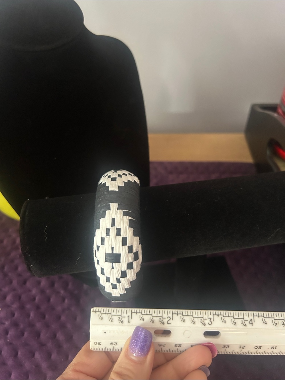 Black and White Woven Bangle Bracelet